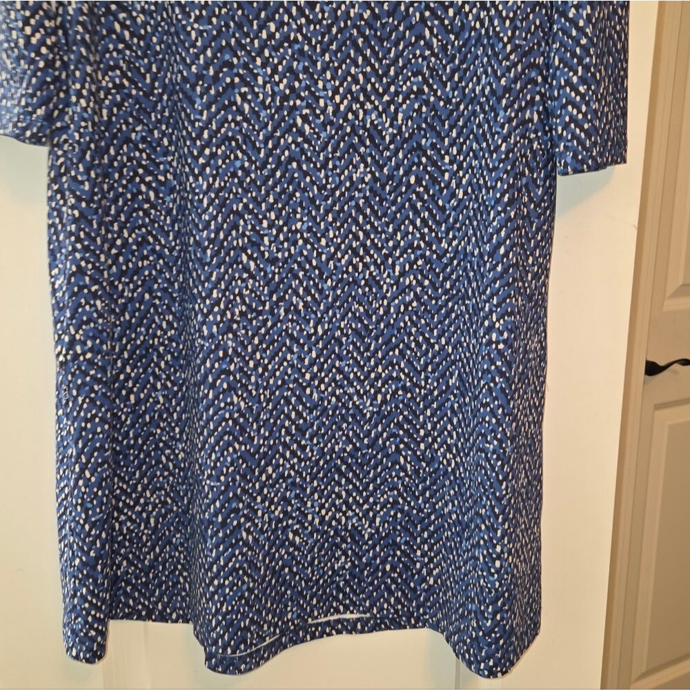 J. McLaughlin Blue Dot Mock Neck Stretchy Dress - Picture 11 of 11
